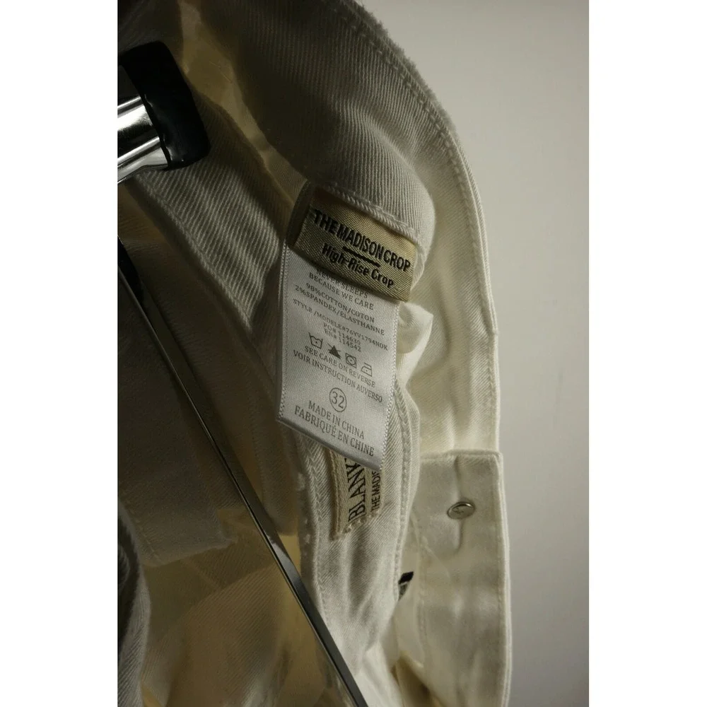 New BLANK NYC Madison Crop Women 32 x 26 White High‎ Rise Raw Edge Ripped Jeans